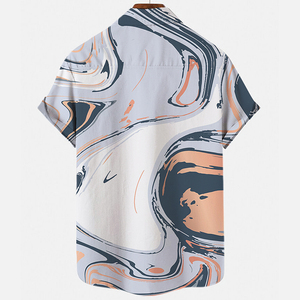 <span class=keywords><strong>Camicia</strong></span> stampata con pittura a olio Color Rayon tessuta da <span class=keywords><strong>uomo</strong></span> estiva con risvolto di consegna veloce con bottoni - Product Image 3