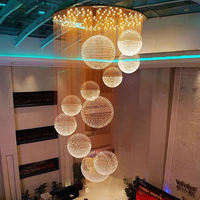 Lustre LED moderne de luxe en cristal K9, suspension longue pour hall de villa duplex, salon, escalier, hall d'hôtel