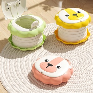 Pot de toilette pliable portable pour enfants, toilettes de voyage avec couvercle et poignée pour garçons et filles, matériau ABS, vert, jaune, rose - Product Image 1