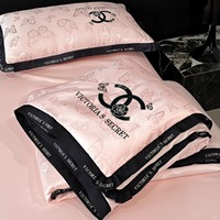 Parure de lit d'été en jacquard soie glacée, ensemble de 4 pièces lavable pour climatisation, drap-housse inclus pour chambre à coucher