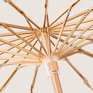 Parapluie pliant de haute qualité à 16 baleines en bois massif et aluminium, avec poignée en plastique coloré, double usage (soleil et pluie), pour femme, idéal comme cadeau d'affaires - Product Image 3