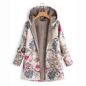 Nuove Donne di Modo di Inverno di Autunno del Cotone di Lino di Stampa Del Fiore Della Chiusura Lampo Casuale Caldo Top In Pile Peluche Addensare Cappotto <span class=keywords><strong>Giacca</strong></span> - Product Image 2