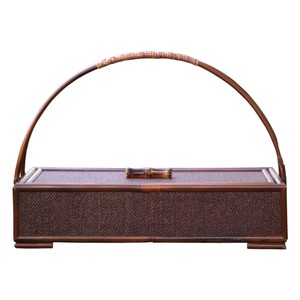 Bamboo Woven Rectangular Food Box With Handle Handmade Tea Storage Basket For Tea Ceremony Gift Craft Use - Product Image 5