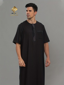 HARAMAIN New Muslim Moroccan Robe Fashion Easy Atmospheric Arab Men'S Robe White Four-In-One Button Design, Men'S - Product Image 5