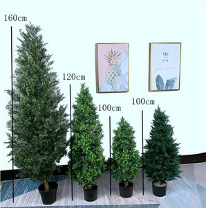 Tùy Chỉnh Trong Nhà Ngoài Trời Vườn Trang Trí 6ft Faux <span class=keywords><strong>Evergreen</strong></span> Cây Thông Giả Nhân Tạo Màu Xanh Lá Cây Tuyết Tùng Cây Bách - Product Image 4