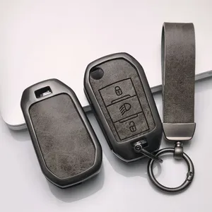 Funda de cuero y aleación de zinc para llave de <span class=keywords><strong>Citroen</strong></span> Berlingo 2021 <span class=keywords><strong>C3</strong></span> III <span class=keywords><strong>Aircross</strong></span> C4 C4L C5 C6 C8 Picasso y Peugeot 208 2019 308 - Product Image 3