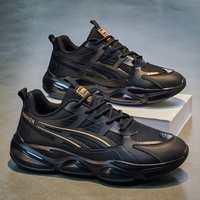 Chaussures de course à coussin d'air pour hommes noires, ultra légères, semelle souple, absorption des chocs, baskets de sport décontractées pour garçons du collège