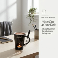Tasse à fondue au chocolat en céramique rouge 130 ml, chauffe-bougie à tealight, ensemble cadeau Noël et Saint-Valentin, vente en gros