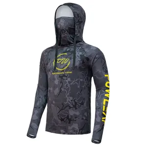 Factory Direct Sell Men's Fishing Wear Custom Logo Fashion Long Sleeve Fishing Shirts With Hood