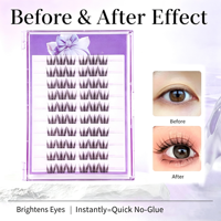 Extensions de cils en grappes pré-collées sans colle, effet naturel, pour pose DIY facile