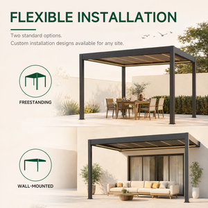 Pergola Bioclimatique Extérieure Moderne en Aluminium à Lames, Usine OEM 3x3 3x4 4x4 6x4 <span class=keywords><strong>m</strong></span> - Product Image 3