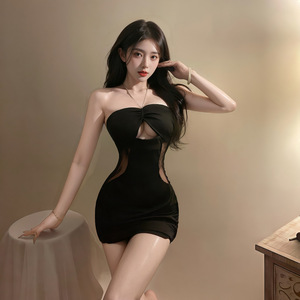 Robe de nuit sexy en satin avec jupe moulante pour femmes, lingerie pour adultes 9299 - Product Image 4