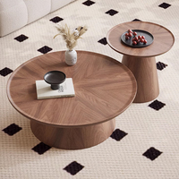 Table basse de salon taille combinaison ronde Style rétro minimaliste maison placage de noyer Table basse ronde DX2422