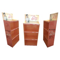 Présentoir de sol en carton OEM personnalisé pour aliments pour animaux de compagnie, montage facile, support de sol en carton ondulé pour les magasins de détail d'aliments pour chats