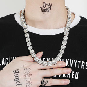 男士珠光hiphop珠宝方形锆石钻石网球项链女银金嘻哈冰镇迈阿密古巴链 - Product Image 1