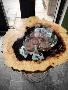 Elegante consola de madera maciza, juego de comedor para restaurante, Cocina, Bar, panel en el centro de madera con resina epoxi - Product Image 4