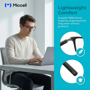 Miccell 軽量TR90フレームAIスマートグラス、IP65防水、オープンイヤーオーディオ搭載、ビジネス、アウトドアスポーツ向け - Product Image 3