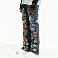 Jeans en denim pour hommes SOONREE, avec plusieurs patchs graphiques, pantalon de style streetwear, fabricant sur mesure OEM