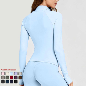 Veste de sport pour femme XW-AJK8002 OEM ODM personnalisée, douce pour la peau, avec fermeture éclair, pour le yoga et l'entraînement, protection solaire - Product Image 3