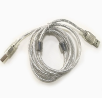 Kabel Printer USB 2.0 1.5m, Tipe A Male ke B Male, Kabel Persegi, Inti Ferit Ganda, Transparan Putih, Teranyam, untuk Scanner, Printer 3D, MIDI, DAC