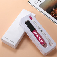 Ensemble de gloss hydratant et de crayon à lèvres liquide personnalisé, longue tenue, fini mat, vitamine E, plusieurs couleurs, étiquette privée, OEM personnalisable