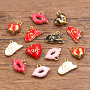 Custom <b>Cute</b> Cartoon DIY 14k 18k PVD Gold Plated Jewelry 316L Stainless Steel <b>Bracelet</b> Lip Charms for <b>Bracelet</b> Necklace - Product Image 1