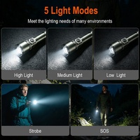 Lampe torche tactique rechargeable avec lentille d'allumage, zoom, étanche, LED, pour le camping, la survie, les activités de plein air et les situations d'urgence