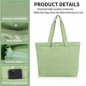 Bolso de lona personalizado con cierre de cremallera superior y bolsillo externo, fabricado por una fábrica con certificación BSCI - Product Image 5