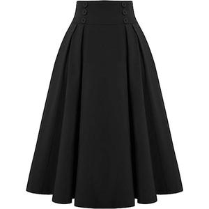 Falda Larga Casual de Primavera y Otoño, Estilo Vintage, Plisada, Tipo Corsé, Cintura Alta, Corte en A, con Bolsillos para Mujer - Product Image 6