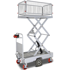 Chariot à main électrique à quatre roues, plateforme en plastique, industriel, blanc, mobile, avec poignée flexible - Product Image 6