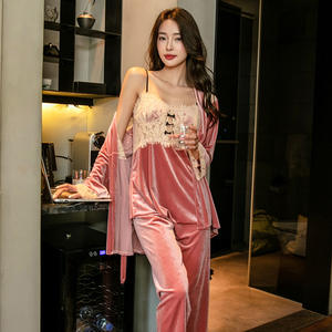 Nuovo arrivo in velluto tinta unita taglie forti pigiami coppia set pigiama abito <span class=keywords><strong>notte</strong></span> Sexy <span class=keywords><strong>notte</strong></span> - Product Image 6