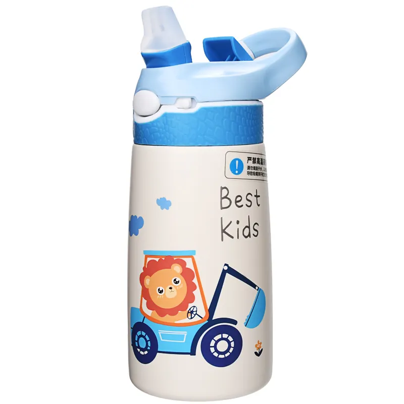 Aohea 400ml bouteille d'eau isolée en acier inoxydable 316 pour enfants couvercle de tasse sans BPA bouteille d'eau scolaire avec paille