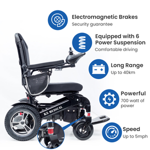 KSM-606 Premium Motorized Electric Wheelchair with Light Aluminum Frame Compact Folding Travel Power <b>Chair</b> Wholesale Supplier - Product Image 5