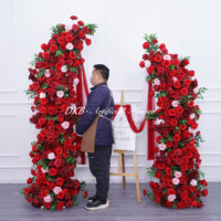 Arche de mariage extérieure personnalisée DKB, arrangements floraux haut de gamme en soie rouge pour hôtels, mariages et décorations de fêtes