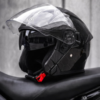 Casque de moto ABS trois quarts, double visière, toutes saisons, unisexe, certifié DOT 3C