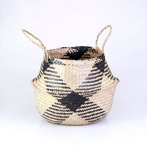 Rustic Style Handwoven Natural Seagrass <b>Basket</b> With Handles For Living Room Storage Wholesale Direct Factory Exporter - Product Image 5