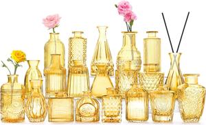 Juego de 20 Candelabros de Vidrio Hechos a Mano en Forma de Pilar Color Ámbar Dorado - Candelabros de Vidrio Vintage Bonitos al por Mayor - Product Image 2