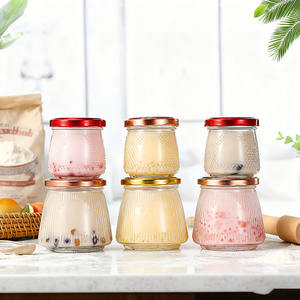 צנצנת זכוכית ריקה עגולה לסיטונאות, בצורת קן ציפור, בנפחים של 150 מ\\\"ל, 200 מ\\\"ל, 280 מ\\\"ל, 380 מ\\\"ל, עם מקל הגשה ומכסה אלומיניום. - Product Image 1