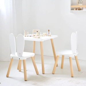 Ensemble table <span class=keywords><strong>et</strong></span> chaise d'étude pour enfants avec oreilles de lapin, bureau en <span class=keywords><strong>bois</strong></span> pour enfants avec 2 chaises pour tout-petits - Product Image 6