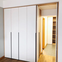 Armoire de rangement ouverte avec étagères et tiroirs, minimaliste, en MDF blanc laqué pour appartement