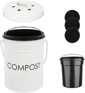 Bac à compost pour comptoir de cuisine-Seau à déchets alimentaires avec technologie innovante à double filtre-Comprend des filtres de rechange