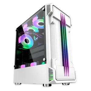 High Quality Aluminum Desktop ATX Case New Arrival Gaming Computer with RGB Cooling Fans LED Audio Front Port Gamer PC Server