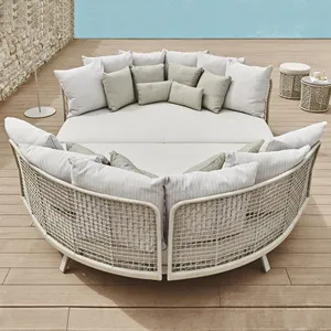 Made in China patio furniture garden pool side PE rattan beach sunbeds sun lounger cushion