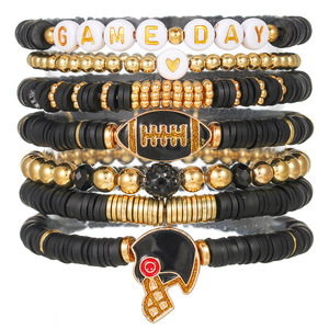 Conjunto de Pulseras Deportivas con Letras y Cuentas, Estilo Europeo Americano, para Rugby, Joyería Unisex, Accesorios para Regalo - Product Image 5