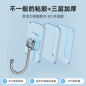 Transparent <b>Adhesive</b> Wall Mounted Clothes <b>Hooks</b> 60 Punch Free Residue Free Storage Organizer - Product Image 5