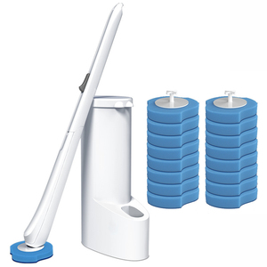 Sistema di Pulizia Bagno Multiuso con Manico Lungo, <span class=keywords><strong>Set</strong></span> Spazzola per <span class=keywords><strong>WC</strong></span> Usa e Getta con Ricariche di Spugne Monouso - Product Image 1