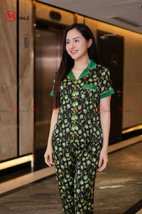 MBD299 TISSU SATIN Ensemble de pyjamas pour femmes Vêtements de nuit personnalisés Ensemble de pyjamas imprimés en forme de cœur Offre Spéciale femme Pyjama en coton - Product Image 2