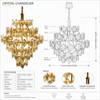 Lustre en cristal de verre multicouche en or de luxe sur mesure, non standard, moderne, grand luminaire suspendu LED pour hall d'hôtel, villa, salle