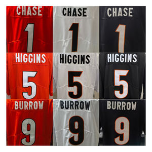 Camisas de Futebol Americano para Adultos por Atacado, Secagem Rápida, Dropship, Tamanhos Grandes, Bordadas # 5 Camisas de Futebol Higgins Burrowes - Product Image 1