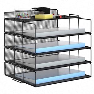 Office Home Desktop Metal Wire Mesh 4 Tiers Document <b>Tray</b> A4 Paper <b>Tray</b> Modern Design Desk <b>File</b> Organizer - Product Image 1